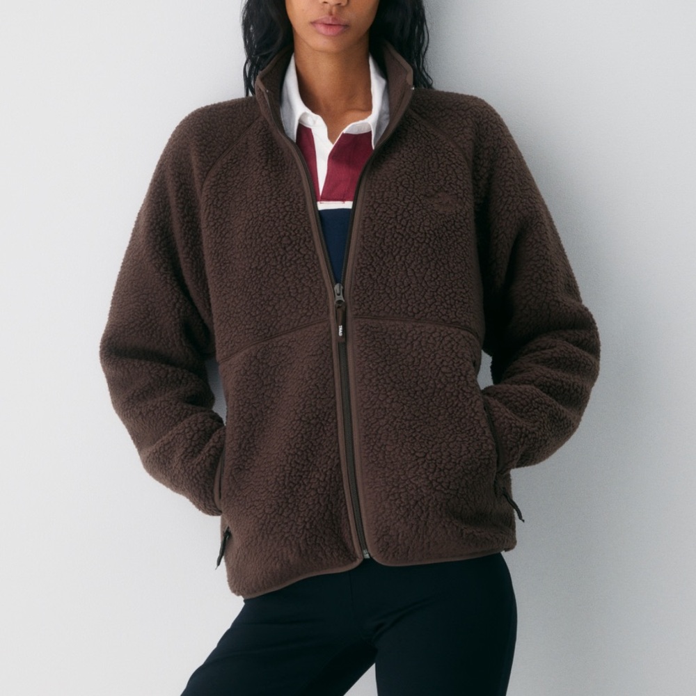 Aritzia TNA Polartec Thermal Pro Mockneck Zip-Up in Dark Olive, Size S